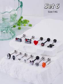 Morlyda 6-12pcs/Set Cute Sweet Tongue Rings Acrylic Gradient Color Tongue Nail 14G Stainless Steel Pink Tongue Stud Skull Heart Tongue Jewelry Star Tongue Barbell Ring Cross Goat Tongue Piercing Jewelry For Women Girls Valentine's Day Christmas Gift Party Vacation Daily Wear Piercing Body Jewelry For Summer Travel, Wedding, Party, Birthday, Daily Matching, Nice Gift For Friends