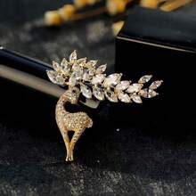1pc Crystal-Like Alloy Deer Brooch Accessory, Gift For Women - Deer Brooch - View 3