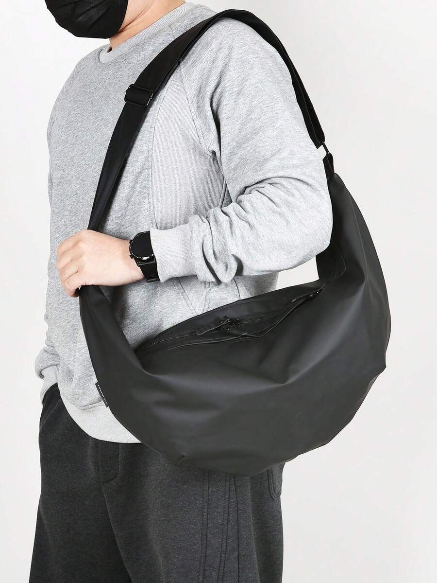 男士轻便大容量休闲通勤、购物、旅行、商务、上学、度假斜挎包，多功能单肩包 - 黑色 - 查看 1