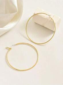 1Pair Minimalist Style Multiple Hoops Earrings, Daily Wear Women  Gold/Silver Plated Multi-Hoop Earrings For Women, Chic Layered Stackable Hoop Jewelry, Lightweight Hypoallergenic Stainless Steel Earrings, Perfect For Daily Wear Office Party Date, 2026 New Arrival, Ideal Birthday Valentine's Day Gift For Her, Suitable For All Seasons Outfit Matching - 金色 - 查看 6