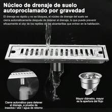 Drenaje De Piso, Coladeras De Desage, Desage De Suelo Largo Cuadrado De Acero Inoxidable (40 * 10 Cm), Tubo De Desage De Ducha, Filtro De Drenaje Antiolor De Gran Desplazamiento (Plata) - Pago - Ver 5