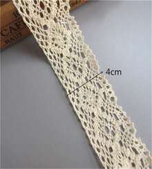 5 Yard Cotton Crochet Lace Edge Trim Ribbon 1-1_2" Width Ivory Cream Trimmings Fabric Embroidered Applique Sewing Craft Wedding Bridal Dress Embellishment Party Clothes Embroidery Hat DIY Decoration - 白色 - 查看 2