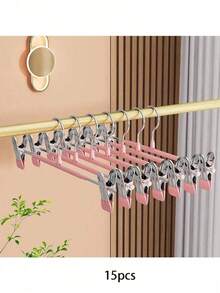 5个防滑裤架，升级版不锈钢涂层裤夹，抓力更强，可调节晾衣架，衣柜收纳整理架 - 彩色 - 查看 9