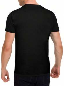 Men's Funny Cat Meme T-Shirt - Vintage 2D Print Black Crew Neck Short Sleeve Tee With Meme Hands & No-Body Cat Face Design, Machine Washable Casual Shirt For All-Season Layering & Humorous Outfits - Black - View 2