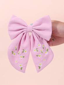 1pc Embroidered Daisy Hair Clip, Cute White Floral Print Alligator Clip, Suitable For Daily Wear, School, Vacation, Party, Spring/Summer, Elegant Forest Princess Hair Accessory. Birthday Gift For Daughter, Adorable Hair Clip For Girls, Pink - Multicolor - View 3