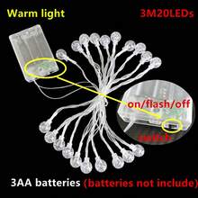 1pc 10/20/40/80 LED Crystal Ball String Lights, Warm White, Battery Operated, For Holiday Party, Romance, Bedroom, Home & Tent Decor