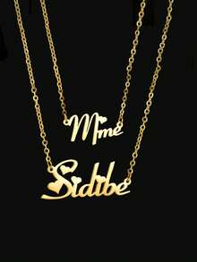 [ Stacked Chain Hot Style ] Personalized Customization Of Double-Layer Necklace, Personalized Customization Of Name, Text, Anniversary, Double-Layer Chain Style Necklace, Stainless Steel Gold Necklace, Including Exquisite Gift Box, Suitable For Winter, Gift Giving, Valentine's Day, Mother's Day. - Double Chain - View 11