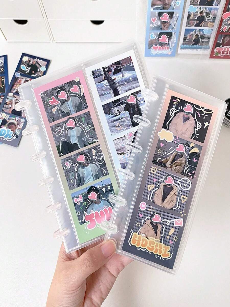 KPOP偶像照片卡收藏册 - 4格塑料长方形照片套，包含10个卡套，文具套装，返校季，学习用品 - 白色 - 查看 1