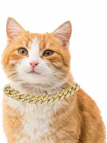 1件可调节宠物猫狗项圈项链，适合小型/中型/大型宠物，宠物配饰金色狗项圈猫幼犬链带水钻 - 金色 - 查看 6