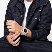 Armani 男士石英表，硅胶表带，防水，时尚耐用，是送给他的完美礼物 - 無色 - 查看 2