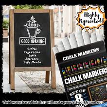8pcs/Set Liquid Chalk Markers, Erasable Multi-Color Highlighters, LED Writing Board Glass Window Art Markers - Erasable Highlighter - View 5
