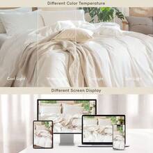 Duvet Cover Set Solid  Washed Cotton Home Bedding Collection 3 Pieces Includes 1 Comforter Cover 2 Pillow Shams Soft Classic Simple Queen Size - SolidOffWhiteNoComfo - View 7