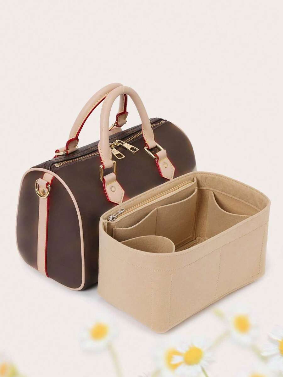 Purse Organizer, Felt Bag Organizer Purse Organizer Insert For Speedy, Tote Handbag, Shaper - Beige - View 1