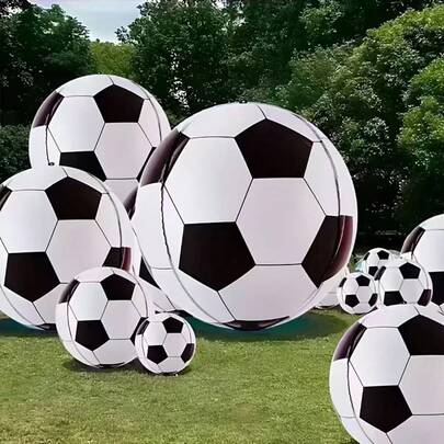 1个大型4D足球气球，50英寸/32英寸/22英寸圆形3D足球铝箔气球，适用于生日派对、运动主题