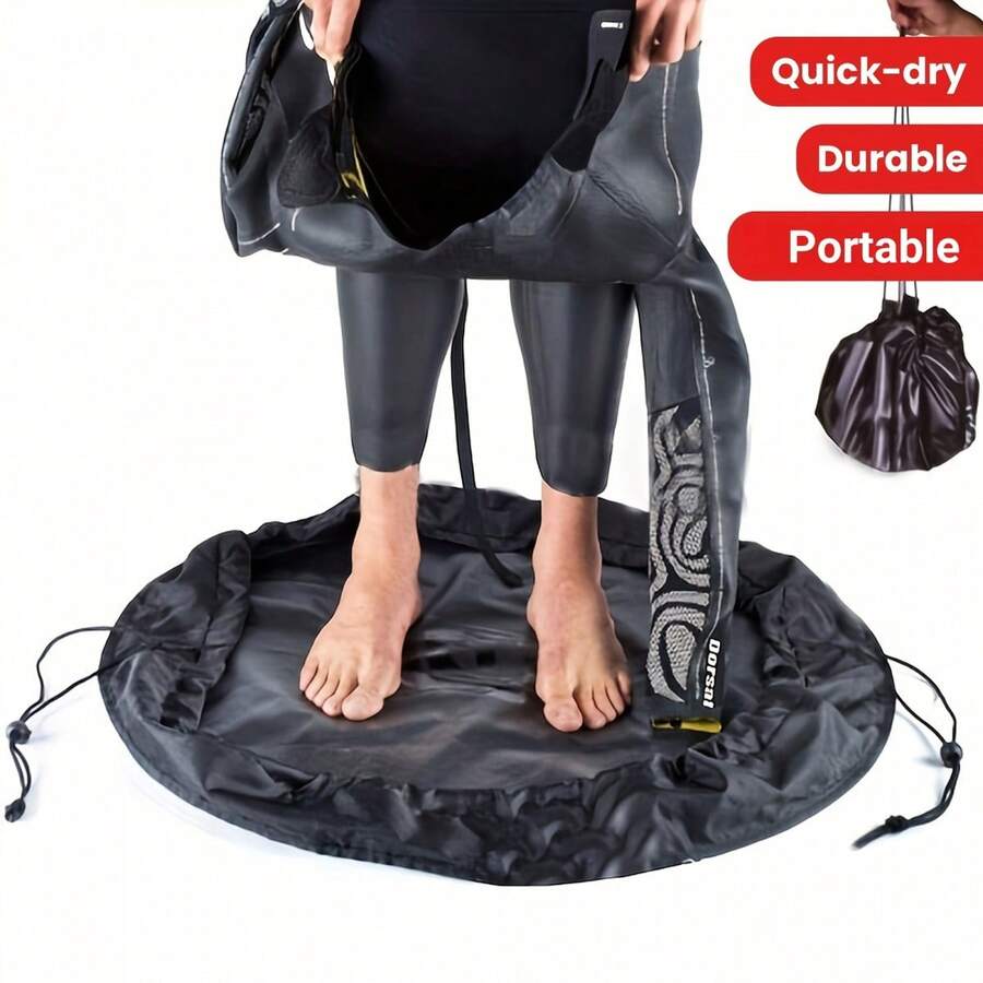 1个抽绳沙滩泳衣收纳袋，方便携带，可收纳沙滩泳衣、潜水服和冲浪装备，采用防沙面料制成，配有安全带，易于携带，经久耐用，也可作为沙滩尿布更换垫和其他沙滩用品使用。 - 彩色 - 查看 1