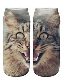 1双3D数码印花趣味动物卡通袜子 - 彩色 - 查看 3