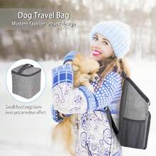 5pcs Pet Travel Set, Includes Cat/Dog Backpack, Waterproof Diaper, Food Travel Tote, Weekend Travel Bag Accessories With Shoulder Strap And Multi-Functional Pockets, Comes With 2 Collapsible Silicone Gift Bowls And 2 Food Gift Baskets, Black - Grey - View 6