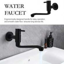 Grifos de Lavabo de Bao Montados en la Pared Grifo Moderno Para Balcn Fregadero de Bao Fregona Grifo de Rotacin Extendida Para Piscina, Negro Mate - como se muestra en la figura - Ver 3