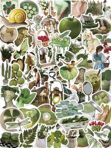 112张绿色美式乡村风格美学贴纸，适合青少年和成人，可用于水瓶、笔记本电脑、水瓶、剪贴簿、日记本、手机、电脑、平板电脑等，也可用于DIY工艺品、学校奖励礼物和装饰。 - 綠色 - 查看 7