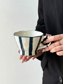 1个陶瓷漏斗咖啡杯，简约欧式陶瓷杯，水杯，高品质陶瓷杯，适合聚会、下午茶、早餐、果汁、咖啡，礼品 - 彩色 - 查看 8