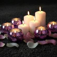 12PCS Glass Mercury Candlestick, Round 5x5cm, Modern Tea Cup, Modern Wedding Centerpiece, Party Home Dining Table Decoration - Purule - View 4