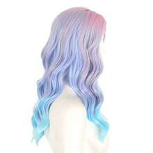 DSTfantasy Long Rainbow Wavy Womens Wig Pastel Ocean Wave Long Curly Waving Heat Resistant Hair Wigs For Womens Lady Girls Cosplay Halloween Party Anime Daily Ombre Blue Pink - 漸層藍色粉紅色 - 查看 1