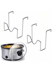 Soporte para tapa de acero inoxidable | Estante para tapa de olla de cocción lenta, organizador de encimera ahorra espacio, antideslizante y antivuelco, adecuado para varias tapas, artículo esencial de almacenamiento de cocina - Multicolor - Ver 1