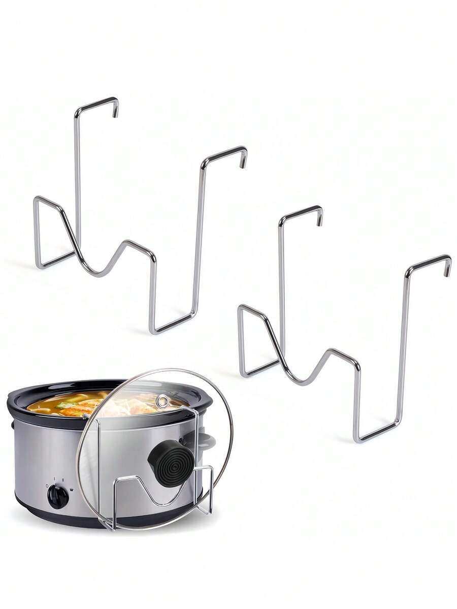 Soporte para tapa de acero inoxidable | Estante para tapa de olla de cocción lenta, organizador de encimera ahorra espacio, antideslizante y antivuelco, adecuado para varias tapas, artículo esencial de almacenamiento de cocina - Multicolor - Ver 1