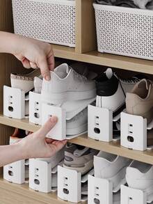 1/6pcs Adjustable Shoe Storage Rack, Space-Saving Shoe Stacker For A Pair Of Shoes, Plastic Shoe Organizer For Entrance, Corridor, Living Room, Bedroom And Bathroom Shoe Cabinet. - Multicolor - View 3