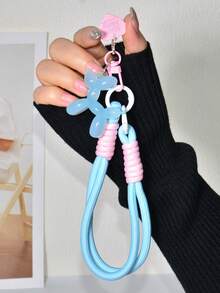 1 Set Light Blue Nylon Braided Phone Case Lanyard Wristband + Jelly Balloon Dog Phone Charm Keychain, Exquisite High-End Creative Cute Bag Charm Compatible With Android And Most Smartphone,Gifts For Mother, Family, Friends, Kids, Birthday, Holiday Phone Chain - Light Blue Short Rope + Puppy Keychain - View 6