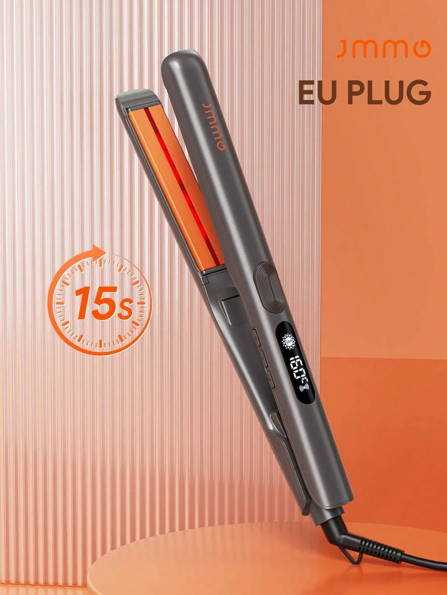 JMMO Hair Straightener Flat Iron And Curler 2 In 1 Titanium Ceramic Ionic Straightener With Heat-Resistant Silicone, For Less Frizz, Shinier & Smoother-EU Plug