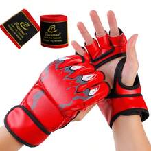 Bộ 4 món, gồm 1 đôi găng tay đấm bốc hở ngón + 2 băng quấn tay đấm bốc, găng tay hở ngón tiện dụng, găng tay tập luyện đấm bốc unisex, nhiều màu sắc để lựa chọn. - Nhiều màu - Xem 10