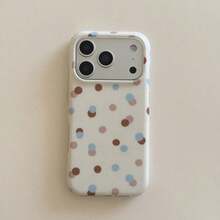 Minimalist Polka Dot Contrast Color Phone Case Compatible With IPhone 17 Pro Max, 15 New, 16 Pro, Suitable For Women, Shock-Proof Protective Cover - White - View 6