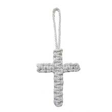 Bohemian Style Handwoven Cross Keychain Car Accessories Soft Cross Pendant Bag Hanging Gift - Cross-shaped Hanging Cord Ornament: Gray - View 12