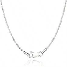 18K Gold Plated 925 Sterling Silver Chain Necklace Women, 1.35mm Rope Chain Necklace Women Men Shiny Durable Women's Chains 16 18 20 22 24 26 Inch - 18 吋 + 亮銀色 - 查看 1