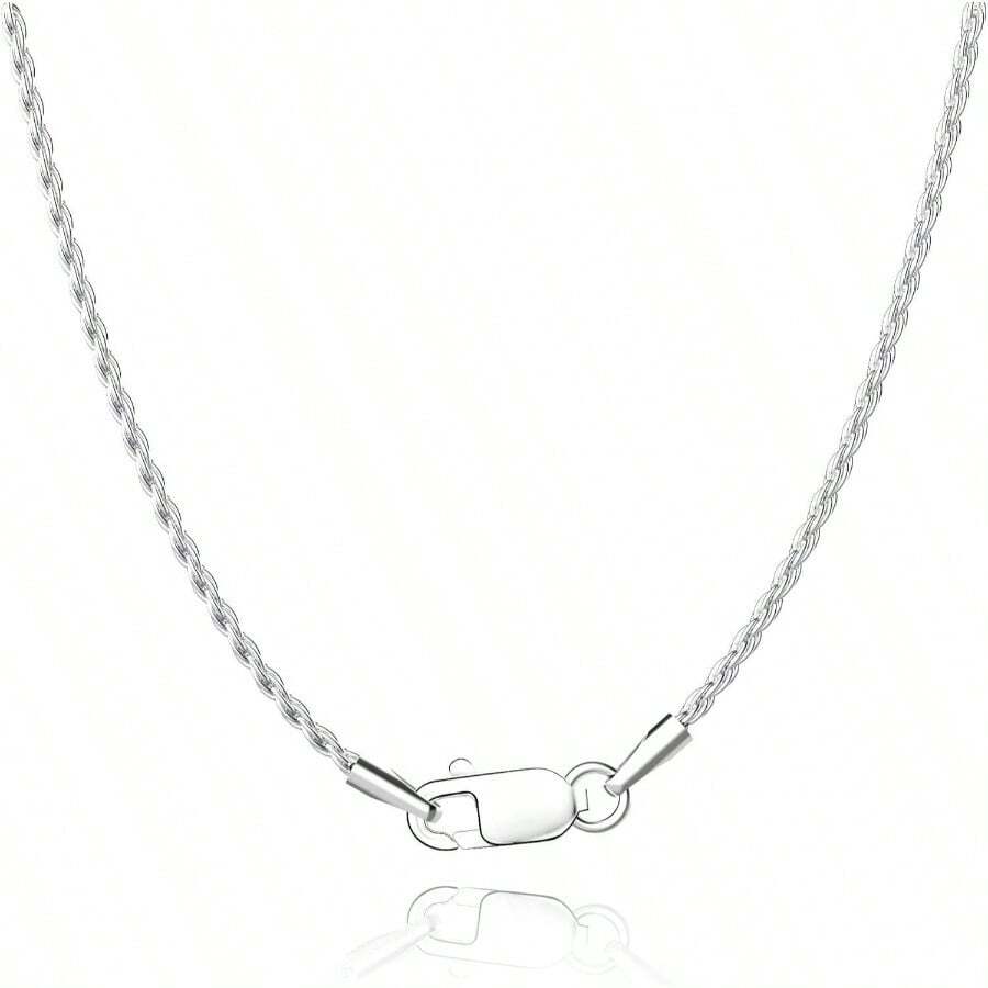 18K Gold Plated 925 Sterling Silver Chain Necklace Women, 1.35mm Rope Chain Necklace Women Men Shiny Durable Women's Chains 16 18 20 22 24 26 Inch - 18 吋 + 亮銀色 - 查看 1