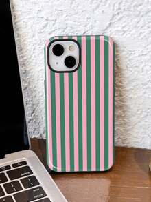 1pc Minimalist Artistic Colorful Striped Pattern Glossy 2-In-1 Phiên Film Hard Phone Case Compatible With Samsung/Compatible With IPhone 11/12/13/14/15/16/17 Pro Max - Multicolor - View 1