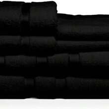 FIAN CUIS Polyblanc - Juego de 6 Toallas de Microfibra de Secado Rpido para Bao, Gimnasio y Manos | Toallas de Bao Grandes, Toallas para Gimnasio y Toallas para Manos en un Juego de Bao (Negro) - negro1 - Ver 2