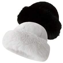 2顶奢华仿毛皮渔夫帽 - 女士时尚纯色加厚保暖柔软蓬松冬季帽，适合寒冷天气，女士毛绒渔夫帽，加厚蓬松毛皮护耳帽，防风，冬季时尚单品，温暖时尚女士毛皮帽 - 彩色 - 查看 6