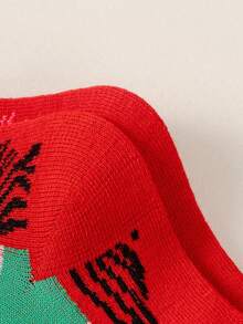 6/3/1 Pair, Plus Size Women's Neutral Cartoon Horse And Letter Printed Calf Socks, Red Socks, New Year Socks, Holiday Socks, Mid Leg Socks, Calf Socks, Short Socks - Multicolor - View 10