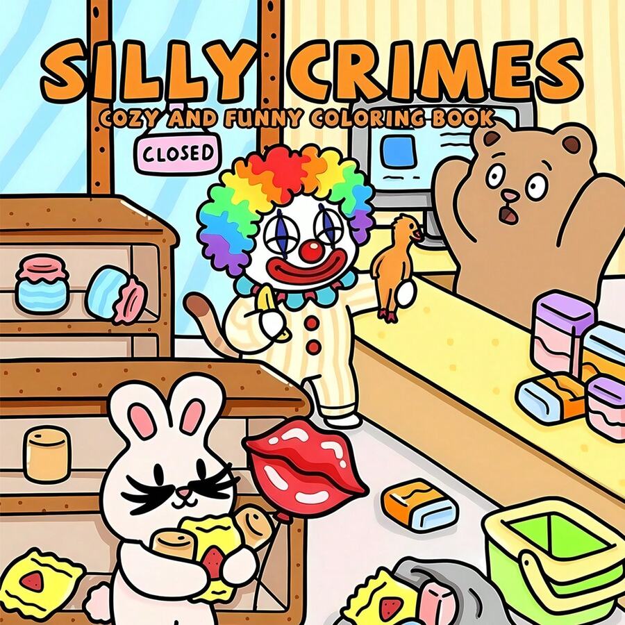 GDTME Funny Crime Coloring Book, Easter Theme, Includes Amusing And Quirky Clown Crime Stories, 24 Thick Pages, Coloring For Relaxation, Ideal As Back-To-School Gift, Easter Gift, Suitable For Coloring Enthusiasts, Stationery And Office Supplies