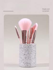 Makeup Brush Holder Bucket, A Best-Selling Cross-Border Beauty Tool, A PU Sequin Bucket That Can Also Be Used As A Nail Polish Rack And Vanity Brush Holder - Multicolor - View 7