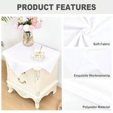 Eeivs Small Square Tablecloth 2 Pack 24 X 24 Inch Washable Polyester Cloth Solid White Heavy Duty Fabric End Table Cover For Bedside Table Bedroom Nightstand,White24inchx24inchSquare - White24inchx24inchSquare - View 3