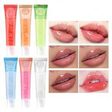 6Pcs Fruity Flavor Watery Glossy Lip Gloss Set Clear Lip Gel Hydrating Moisturizing Lip Gloss Women Lips Makeup Wholesale IMAN OF NOBLE - 多種 - 查看 4