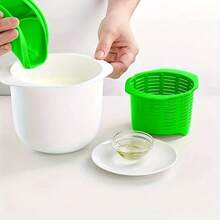 1个微波炉奶酪制作器，简易塑料DIY奶酪制作工具，适合厨房使用，包含奶酪篮和盖子 - 綠色 - 查看 8