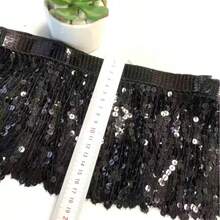 2英寸宽 - 亮片流苏花边饰带，亮片丝带流苏面料，适用于拉丁舞服装、舞台幕布、DIY工艺品