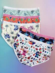 Disney 5件装迪士尼授权女士内裤，史迪奇和安琪系列图案印花性感内裤，迪士尼元素印花低腰三角裤 - 彩色 - 查看 2