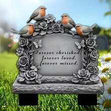 1件心形纪念牌匾，墓碑装饰，人类墓地标记，花园庭院户外，刻有“如星辰般闪耀”字样 - 8x5.12英寸塑料花园标牌，户外慰问礼物，献给挚爱之人，草坪和露台装饰，墓地鲜花，纪念品 - 深灰色 - 查看 2