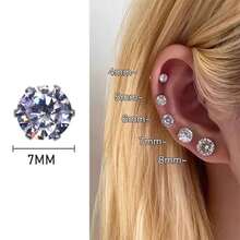 Magnetic No-Pierce Stud Earrings For Women Men Y2K Vintage Crystal  Punk  Magnet Clip Earrings Non Piercing Jewelry Decor - A-03 - 查看 7