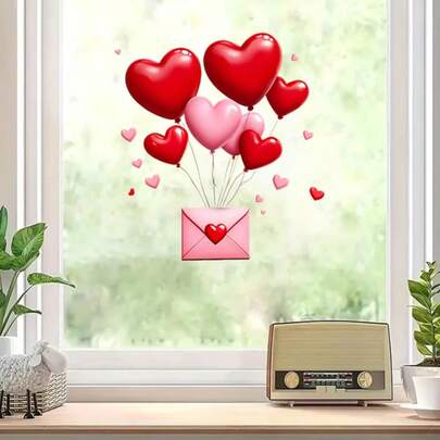 1 pièce Sticker de fenêtre en forme de cœur pour la Saint-Valentin, autocollant électrostatique réutilisable en PVC, convient pour le salon, la chambre à coucher, la Saint-Valentin et la décoration de la maison pour la saison des mariages.